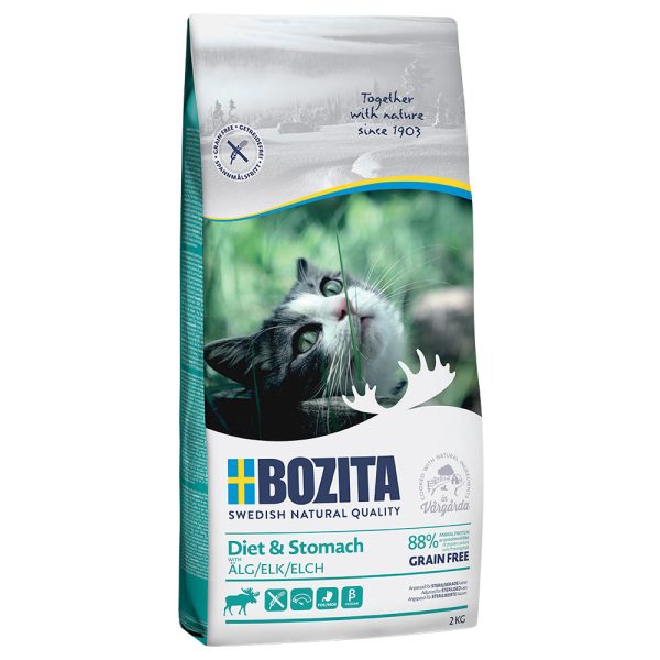 2x2kg Grainfree Diet & Stomach Elk Bozita kissan kuivaruoka
