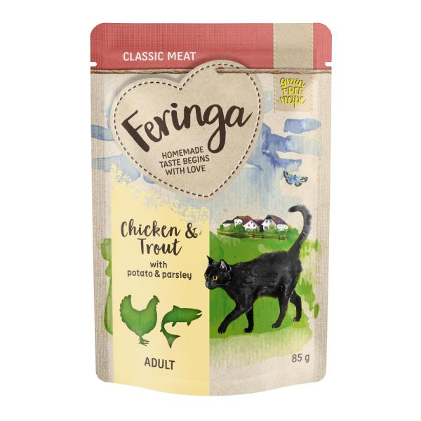 48x85g Pouch taimen, kana & peruna Feringa Kissanruoka