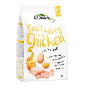 400 g kanaa ja linssejä, perunaa ja munaa Greenwoods kissan kuivaruoka