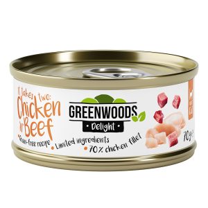 6x70g Delight kanafilee ja nauta Greenwoods kissan märkäruoka