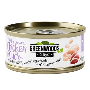 6x70g Delight kanafilee ja ankka Greenwoods kissan märkäruoka