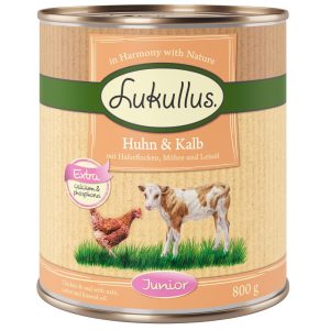 Lukullus Junior -säästöpakkaus 24 x 800 g - kana ja vasikka