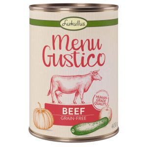 Lukullus Menu Gustico  nauta, kurpitsa, omena ja oregano   koiranruoka
