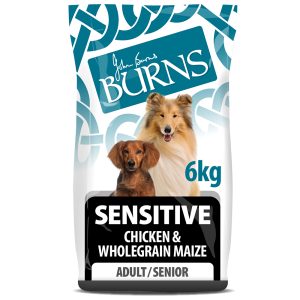 2x zooPisteitä: Burns -kuivaruoat koirille! - 6 kg Adult & Senior Sensitive - Chicken & Wholegrain Maize