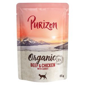6x85g Purizon Luomu luomunauta, luomukana & luomuporkkana kissan märkäruoka