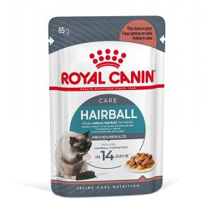 96x85g Hairball Care kastikkeessa Royal Canin Kissanruoka
