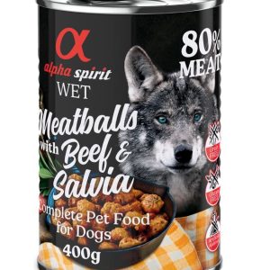 6x400g Dog Meatballs nauta & salvia Alpha Spirit koiran märkäruoka