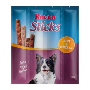 12 kpl Sticks nauta & kana Rocco koiranherkut