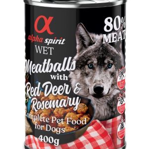 6x400g Dog Meatballs saksanhirvi & rosmariini Alpha Spirit koiran märkäruoka