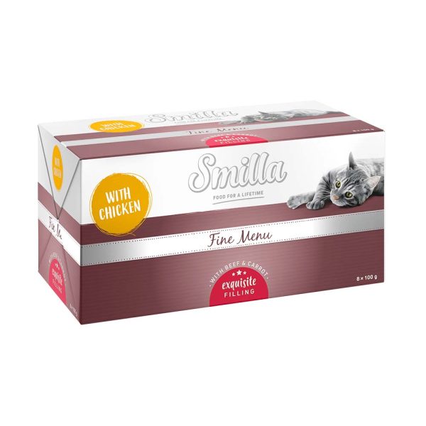 8x100g Fine Menu herkkuydin kana, naudanliha & porkkana Smilla