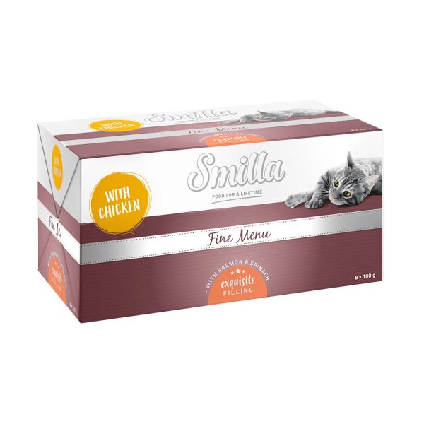 8x100g Fine Menu herkkuydin kana, lohi & pinaatti Smilla