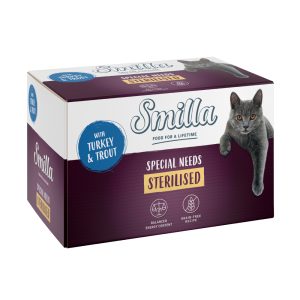 6x100g Sterilised-rasia kalkkuna ja taimen Smilla kissan märkäruoka