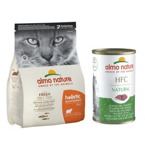 2kg+6x140g Oily Fish & Rice + Tyynenmeren tonnikala Almo Nature Holistic Kissanruoka