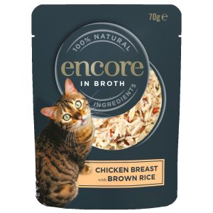 16x70g Cat Pouch kanaa ja ruskeaa riisiä Encore kissan märkäruoka