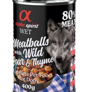 6x400g Dog Meatballs villisika & timjami Alpha Spirit koiran märkäruoka