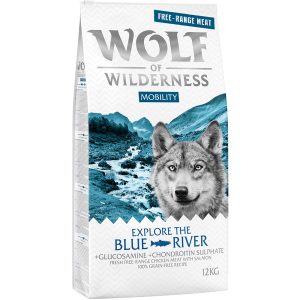 12kg "Explore The Blue River" Mobility – vapaana kasvanut kana & lohi Wolf of Wilderness -koiranruoka